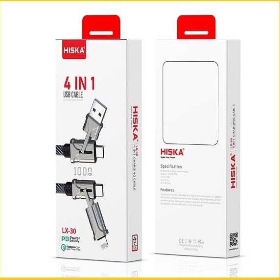 کابل تبدیل USB به لایتنینگ/ USB-C هیسکا مدل LX-30 طول 1 متر
