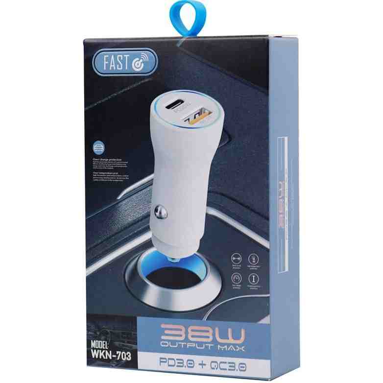 شارژر فندکی فست شارژ WKN-703 QC3.0 3A PD 38W